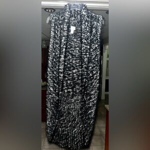 Chico's Cozy Texture Terri Vest Black Open Front Sleeveless Cardigan